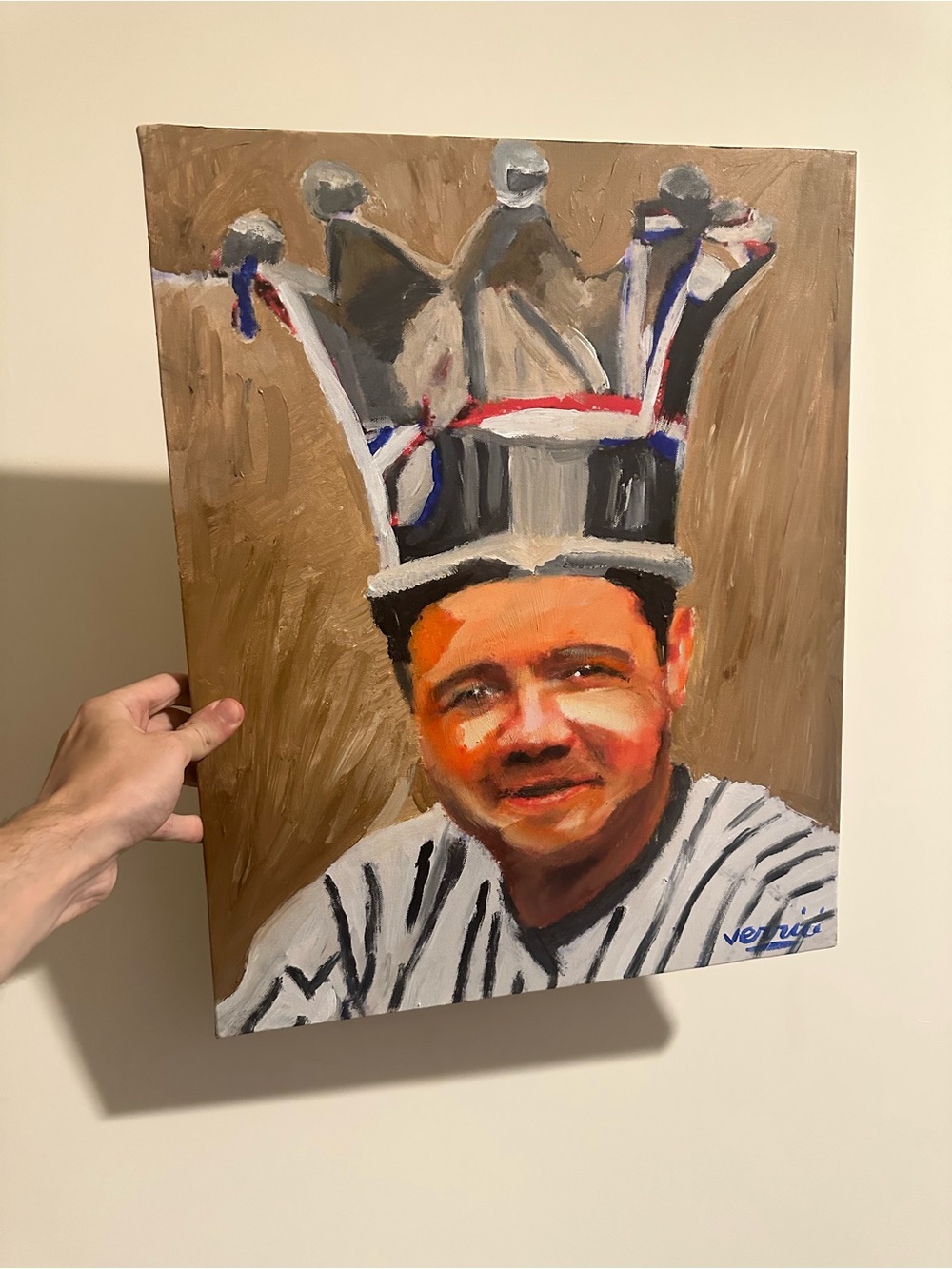 Babe Ruth home run king Hand-Painted Home Art Portrait Painting 16x20